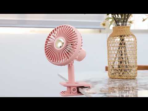 Car Clip-On Rechargeable Electric Oscillating Head Fan With Light(Dark Green) - YouTube Video