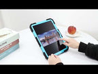 For iPad 2025 / 2022 Contrast Color Robot Shockproof Silicon + PC Tablet Protective Case with Crossbody Rope(Coral Orange+Beige) - YouTube Video