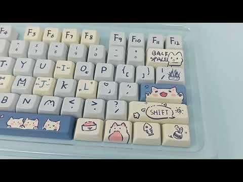 66 Keys 5-sided Heat Rise PBT Personalized Keycaps(Blue) - YouTube Video