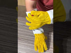 Leather Extended Thick Gardening Gloves Welder Work Gloves, Specification: Gold White L - YouTube Video