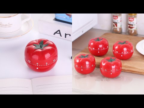 Creative Cute Tomato Shape Kitchen Mechanical Timer Alarm Reminder - YouTube Video