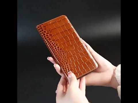 For iPhone 18 Pro / 17 Pro Crocodile Top Layer Cowhide Leather Phone Case(Black) - YouTube Video