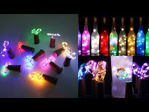 10 PCS LED Wine Bottle Cork Copper Wire String Light IP44 Waterproof Holiday Decoration Lamp, Style:2m 20LEDs(Blue Light) - YouTube Video