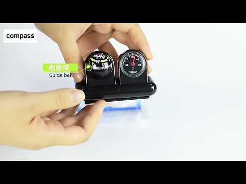 2 In 1 Car Guide Ball Thermometer Adjustable Angle Compass(English Version) - YouTube Video