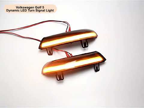 2pcs For Volkswagen Golf 5 MK5 2003-2008 Car Dynamic LED Turn Signal Light Rearview Mirror Flasher Water Blinker (Transparent Black) - YouTube Video