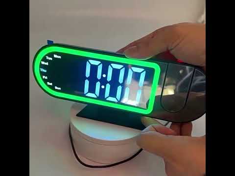 DS-3827LP LED Display Electronic Alarm Clock, RGB Ambient Light Mirror Projection Digital Clock(White) - YouTube Video