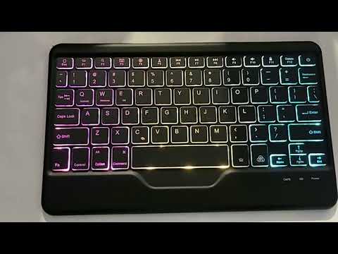 For iPad 2025 / 2022 B10S Triangle Holder Three-color Backlight Bluetooth Keyboard Leather Case(Black) - YouTube Video