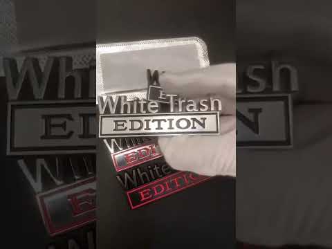 2 PCS Car Metal Modification Standard White Trash Edition Car Label Stickers(Silver Black) - YouTube Video