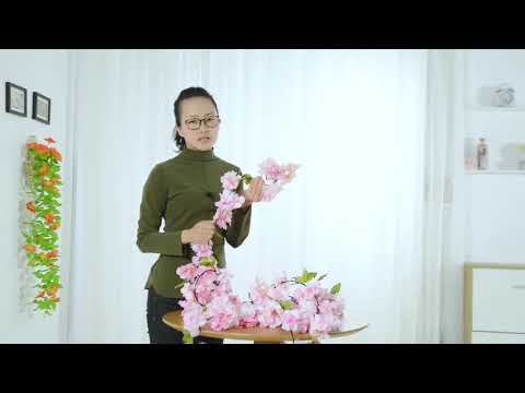 Cherry Blossom Artificial Flower Interior Background Wall Window Decoration, Length: 1.77m (Dark Pink) - YouTube Video