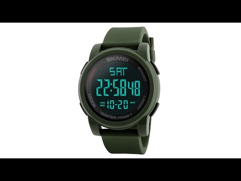 SKMEI 1257 Men Fashionable Outdoor 50m Waterproof Digital Watch Sports Wrist Watch(Army Green) - YouTube Video
