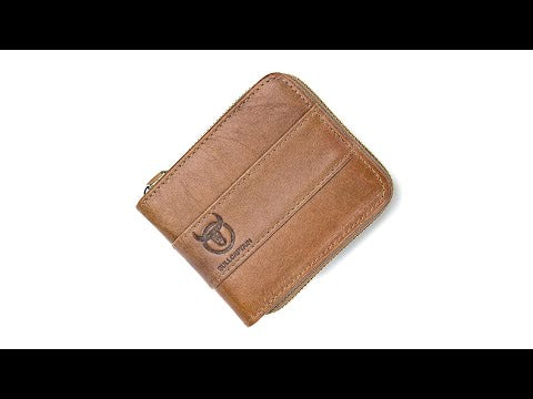 BULL CAPTAIN 025 Leather First-Layer Cowhide Wallet Multi-Function Card Tap Wallet(Black) - YouTube Video