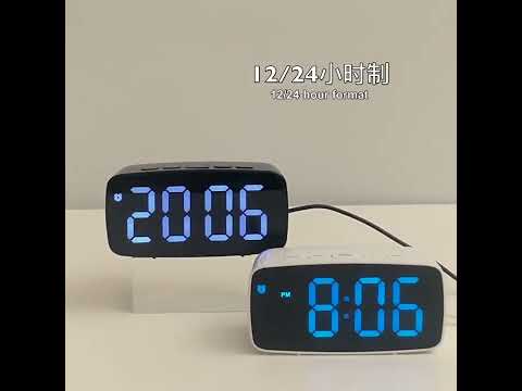 LED Electronic Alarm Clock Bedside Vibrator Clock, Color: Black Shell Green Light - YouTube Video