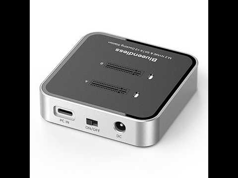 Blueendless SD09 Dual-Bay M.2 Dual-Protocol Drive Enclosure NVMe/SATA SSD Case US Plug - YouTube Video