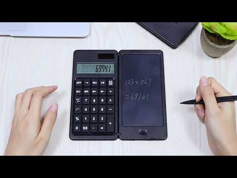 Solar Calculator Handwriting Board Learning Office Portable Folding LCD Writing Board(Black) - YouTube Video