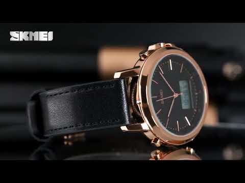 SKMEI 1652 Dual Movement Sports Leather Alloy Male Watch, Color: Rose Gold Shell White Machine - YouTube Video