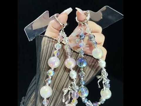 Chic Alloy Bow Accent Gold Foil Pearl Crystal Chain(Pink) - YouTube Video