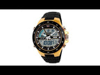 SKMEI 1016 Multifunctional Men Outdoor Sports Noctilucent Waterproof Double Digital Watch (Gold) - YouTube Video