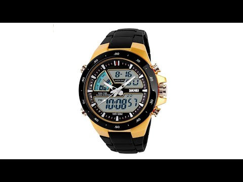 SKMEI 1016 Multifunctional Men Outdoor Sports Noctilucent Waterproof Double Digital Watch (Gold) - YouTube Video