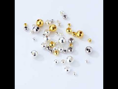 100 PCS/Pack Gold-Plated Round Spacer Beads for DIY Jewelry Making, Smooth Finish, Straight Hole, Size:2mm Hole 0.8mm(14K Gold) - YouTube Video