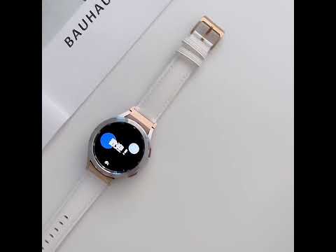 For Samsung Galaxy Watch4 40mm / 44mm First Layer Leather Sewing Thread Watch Band(Dark Brown) - YouTube Video