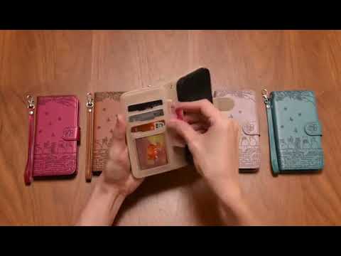 For iPhone 12 mini Cat Embossing Pattern Leather Phone Case with Lanyard(Red) - YouTube Video
