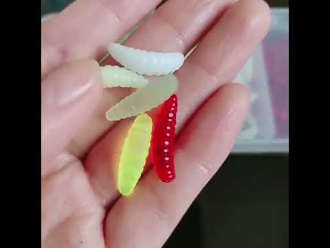 HENGJIA SO106 50 PCS 20mm Simulation Bread Bait Worms Crescent Soft Bait Horseback Fish Worm Bait Fishing Gear (Beige) - YouTube Video