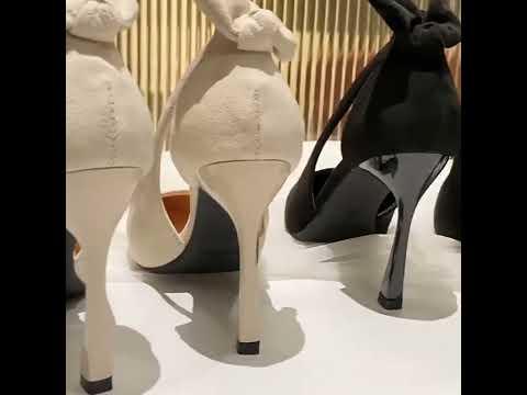 Women Shoes Bow Pointed Toe Stiletto Heels, Size:34(Black) - YouTube Video