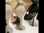 Women Shoes Bow Pointed Toe Stiletto Heels, Size:34(Black) - YouTube Video