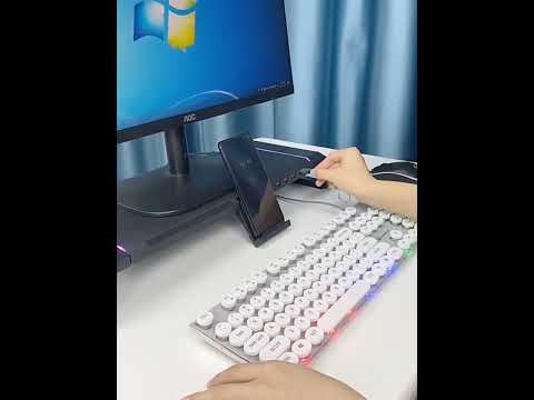 ICE COOREL T1 Monitor Increased Rack Foldable Laptop Stand With RGB Lighting & 4xUSB2.0 Expansion Interface(Moonlight White) - YouTube Video