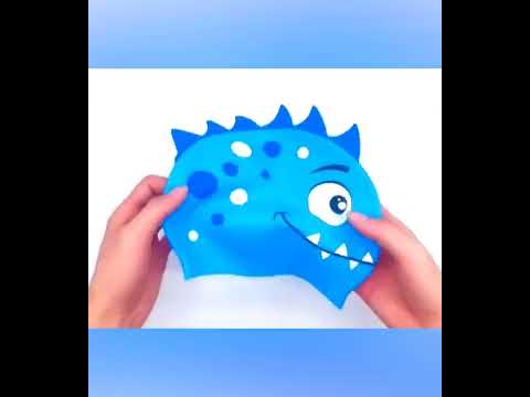 Children Cartoon Dinosaur Comfortable Silicone Swimming Cap(Green1) - YouTube Video