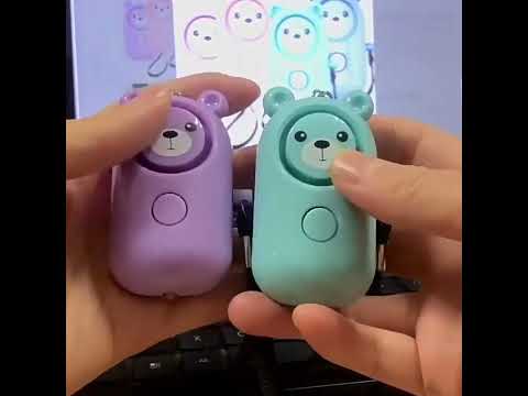130dB LED Personal Alarm Pull Ring Outdoor Self-defense Products, Specification: Bear Style (Light Blue) - YouTube Video