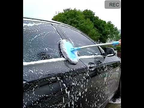 Car Chenille Curved Handle Telescopic Car Wash Soft Bristle Mop(Blue) - YouTube Video