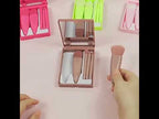 5pcs/Set Medium Portable Makeup Brush Set With Mirror Mini Multifunctional Makeup Brush(Rose Red) - YouTube Video