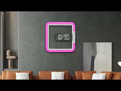TS-S28-W Multifunctional Square RGB Thermometer Digital Alarm Clock LED Mirror Hollow Wall Clock - YouTube Video