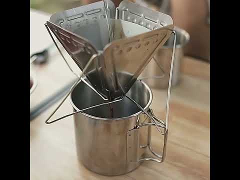 Outdoor Camping Portable Stainless Steel Coffee Drip Rack - YouTube Video