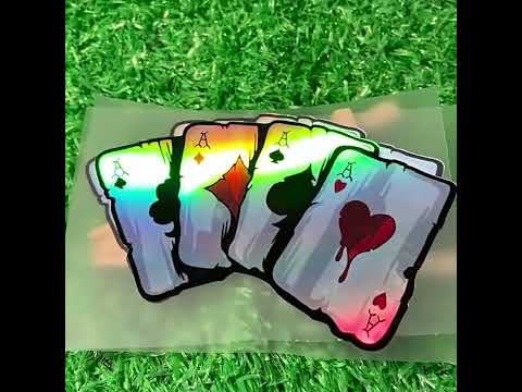 10pcs Colourful Spray-painted Reflective Playing Card Sticker - YouTube Video