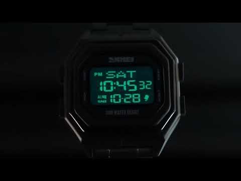 SKMEI 1875 Men Outdoor Electronic Watch Timing Multi-Functional Watch, Style: Steel Band Black Machine - YouTube Video