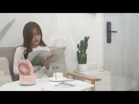 BD-MM1 Cat Shape Household Desktop Rechargeable Spray Humidifier Fan (Pink) - YouTube Video