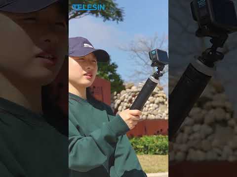 TELESIN 360 Degree Rotation 1.5m Selfie Stick Foldable Tripod for DJI, Insta360, GoPro and Other Action Cameras(Black) - YouTube Video