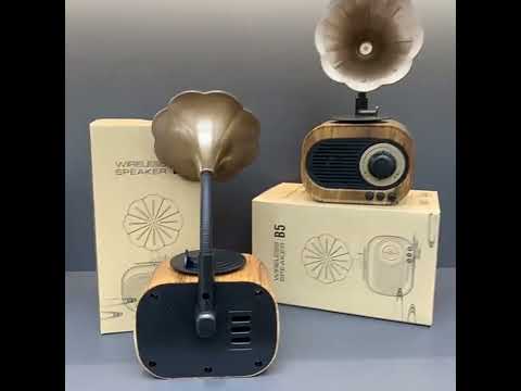 B5 Retro Phonograph Design Portable Wireless Stereo Speaker - YouTube Video