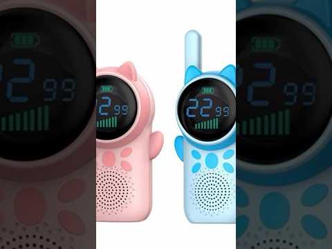 1 Pair D25 Cat Ear Design Children Handheld Two-Way Walkie Talkies(Pink + Blue) - YouTube Video