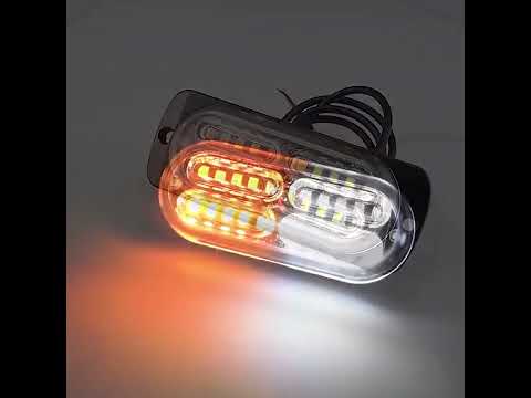 2pcs DC12-24V 3.2W Car 20LED Ultra-thin Strobe Light(White + Yellow Light) - YouTube Video