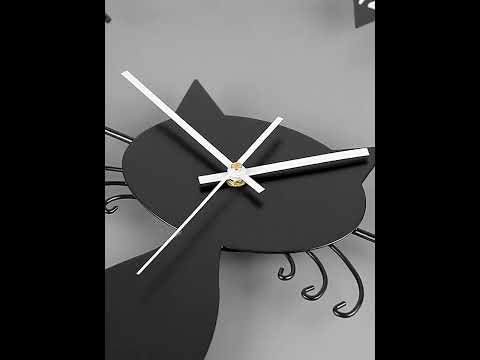 Cat Transparent Acrylic Silent Wall Clock For Home Decor(Black) - YouTube Video