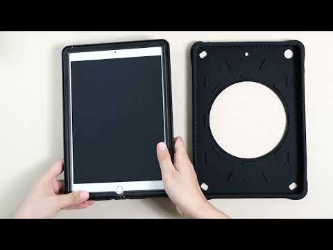 For iPad Air 13 2026 / 2025 / 2024 Rotation Handle Holder Silicone Hybrid PC Tablet Case(Black) - YouTube Video