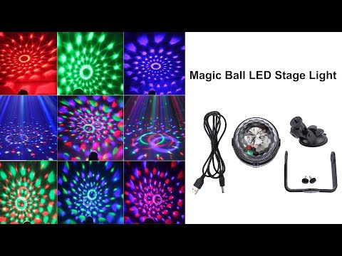 3W RGB Magic Ball LED Stage Light , USB Sound Control Rotating Disco DJ Light, DC 5V - YouTube Video