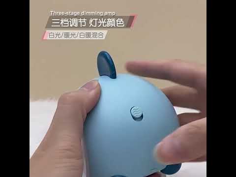 XY010 2 PCS Cute Pet Night Light LED Touch Dimming Dormitory Bedside Light(Blue Rabbit) - YouTube Video