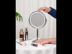 Desktop Double-SidedRound LED Luminous Makeup Mirror Liftable Magnifying Mirror, Specification:Plane + 3 Times Magnification(8-inch Battery Model) - YouTube Video