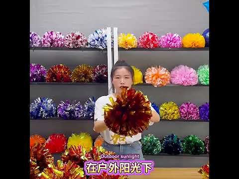 3pcs Cheerleading Pompoms Cheerleader Hand Shake Flower Ball Dance Performance Pompoms, Style: Encrypted Ring Red With Gold - YouTube Video