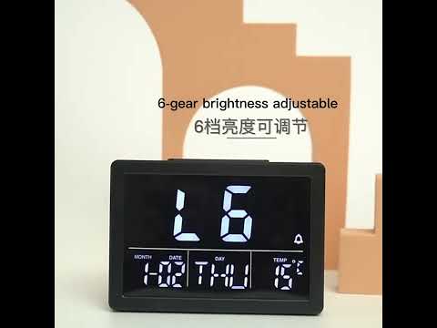 Large Screen LED Clock Bedside Multifunctional Electronic Alarm Clock(White Shell White Light) - YouTube Video