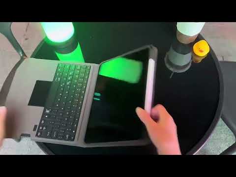 T01S Integrated Bluetooth Keyboard Leather Case with Backlight & Touchpad & Holder For iPad Air 5 / Air 4 10.9(Black) - YouTube Video